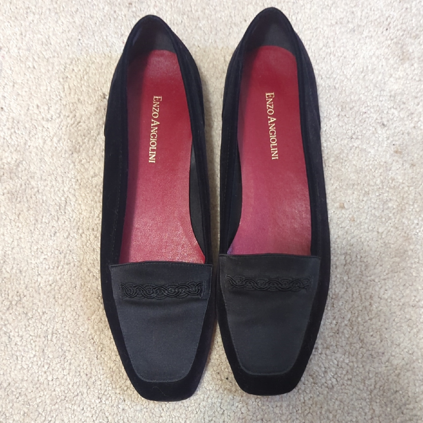 Enzo Angiolini Black Loafers With Red Insole